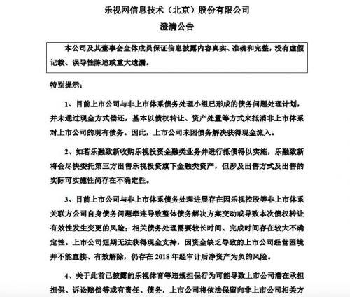 2月23日乐视网召开临时股东大会，通过6项议案并发布澄清公告
